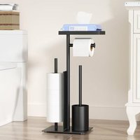 Edelstahl Klopapierhalter Stehend mit Klobürste - Toilettenpapierhalter mit Klobürste, WC Garnitur mit Feuchttücherbox und WC Bürste, Klorollenhalter von ODIPIE