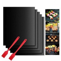 Grill-Backmatte, 5-teiliges Grillmatten-Set, 40 x 33 cm, wiederverwendbares Backblech, Teflonplatte, für Gas-, Elektro- und Holzkohlegrill (40 x 33 von ODIPIE