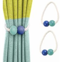 [NIEMALS VERWENDET] (Blau, Grün) 2 Stück magnetische Vorhang-Raffhalter, Vorhanghalter, Fenstervorhanghalter, Holzvorhangklammern für Zuhause, von ODIPIE