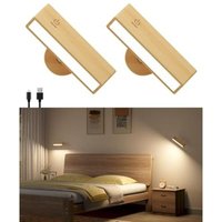 [NIEMALS VERWENDET] 2er-Set Wandleuchten aus Holz für den Innenbereich, wiederaufladbare kabellose Wandlampe per USB, kabellose Wandleuchte mit von ODIPIE