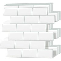 [NIEMALS VERWENDET] Dickere weiße Fliesen zum Abziehen und Aufkleben, 3D-Wandfliesen, selbstklebend, Metro-U-Bahn-Spritzschutz für Küche und Bad, 10 von ODIPIE