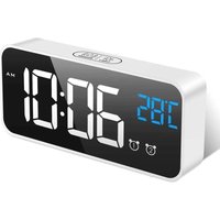 [NIEMALS VERWENDET] Digitaler Wecker, Digitaluhr, LED-Spiegelwecker, großer Bildschirm mit einstellbarer Temperatur, Helligkeit und Ton, von ODIPIE