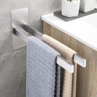[NIEMALS VERWENDET] Handtuchhalter ohne Bohren, Doppelhandtuchstange, Silber, selbstklebender Handtuchhalter fürs Badezimmer, Handtuchhalter aus von ODIPIE