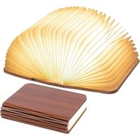 [NIEMALS VERWENDET] Klappbare LED-Buchlampe aus Holz, Walnuss-LED-Tischlampe, USB-Nachtlicht, wiederaufladbare Buchlampe, Stimmungslicht, 360° von ODIPIE