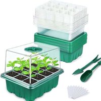 [NIEMALS VERWENDET] Mini-Gewächshaus für Pflanzen, 10er-Packung 120 Zellen Setzlingsschale für den Innenbereich mit erhöhtem Deckel, langlebige von ODIPIE