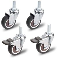 [NIEMALS VERWENDET] Möbelrollen, 2 Stück Lenkrolle mit Bremse + 2 Stück Lenkrolle ohne Bremse, M10x25mm Universal-Möbelrollen, Tragfähigkeit 40 kg von ODIPIE