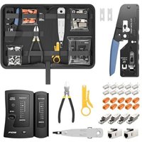 [NIEMALS VERWENDET] Netzwerk Werkzeug Set, Pass Through RJ45 Crimpzange für Cat7 Cat6 Cat5 mit 4 x Netzwerkstecker Cat7 Werkzeuglos, 10 x RJ45 von ODIPIE