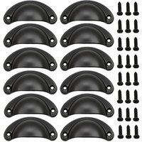 Niemals verwendet] 12 Stück Muschel-Türgriffe, Retro-Türgriffe, traditionelle Halbmond-Möbelgriffe mit Schrauben, für Schublade, Schrank, Kommode von ODIPIE