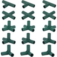Odipie - niemals verwendet] 15 Stück Gewächshaus-Rahmenverbinder, Gartenrahmen-Eckverbinder, 16 mm Propellerstange, 4 Arten, robuste, stabile von ODIPIE