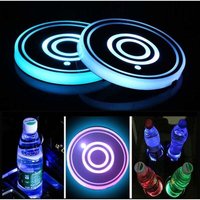 Odipie - niemals verwendet] 2er-Pack LED-Getränkehalter, LED-Auto-Untersetzer mit 7 Farben leuchtender Tassenunterlage, USB-Ladebechermatte für von ODIPIE
