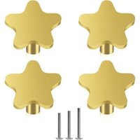 Niemals verwendet] 4 Stück Gold Schubladenknöpfe Sternform Möbelknöpfe Dekoration Möbelgriff für Tür Schrank Kommode Inklusive Schrauben von ODIPIE