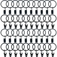 Odipie - niemals verwendet] 40er Pack Gardinenringe Vorhangringe mit Clips 32mm Metallklammern für Vorhänge Duschvorhang Schwarz von ODIPIE
