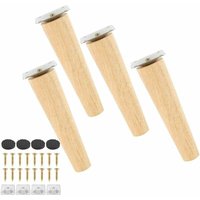 Niemals verwendet] 4er-Set Möbelbeine aus Massivholz, Ersatz-Sofabeine mit Anti-Rutsch-Matte, Montageplatte und Schrauben für Bett, Kleiderschrank, von ODIPIE
