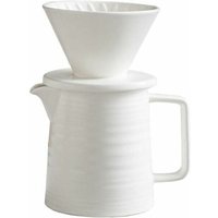 Niemals verwendet] 500-ml-Kaffeekannenset, Premium-V60-Keramiktropfer und Dekanter, 1–2 Tassen Haushaltsfilterkaffeemaschine (weiß) von ODIPIE
