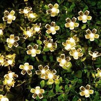 Niemals verwendet] 6,5 m warme weiße Solar-LED-Blumenlichterkette, Lichterkette für Gartendekorationen, Hochzeit, Weihnachtsfeier von ODIPIE
