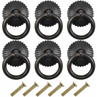 Odipie - niemals verwendet] 6 Stück Vintage Möbelgriffe Schubladen Ring Möbelknopf für Schrank Kommode Tür mit Schrauben Schwarz von ODIPIE