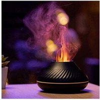 Niemals verwendet] Flammenaroma-Diffusor für ätherische Öle, Luftbefeuchter, 7 Flammenfarben (schwarz) von ODIPIE