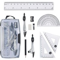Niemals verwendet] Geometrie-Set, 10-teiliges Geometrie-Set, Lineal, Winkelmesser, Zirkel, Bleistiftminen, Bleistiftmine von ODIPIE