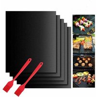 Niemals verwendet] Grill-Backmatte, 5-teiliges Grillmatten-Set, 40 x 33 cm, wiederverwendbares Backblech, Teflonplatte, für Gas-, Elektro- und von ODIPIE