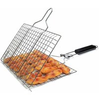 Odipie - niemals verwendet] Grillkorb mit Holzgriff, Faltbarer tragbarer BBQ-Grillkorb, Grillfischkorb-Clip, BBQ-Korb-Clip, mit abnehmbarem Griff und von ODIPIE