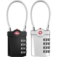 Odipie - niemals verwendet] Kofferschloss, tsa 4-stelliges Zahlenschloss mit Öffnungsalarm, Reisegepäckschlösser mit flexiblem Kabel (2er-Pack, von ODIPIE