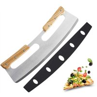 Odipie - niemals verwendet] Pizzaschneider, 35 cm Pizzamesser aus Edelstahl mit Holzgriff, schnelles und gleichmäßiges professionelles von ODIPIE