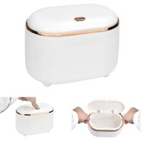 Odipie - niemals verwendet] Tisch-Mülleimer mit Druckknopfdeckel, kleiner Badezimmer-Mülleimer, Mini-Desktop-Mülleimer (weiß) von ODIPIE