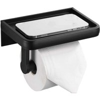 Niemals verwendet] Toilettenpapierhalter, Toilettenpapierrollenregal ohne Bohren mit Handy-Aufbewahrungshaltern, Wandregale aus schwarzem Stoff für von ODIPIE