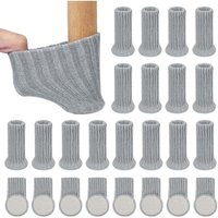 Odipie - 24 Stück weiche, rutschfeste Tischbeinpolster, elastische Stuhlsocken, Bodenschutz mit Filzpolster für Möbelbeine (grau) von ODIPIE
