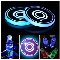 Odipie - 2er-Pack LED-Getränkehalter, LED-Auto-Untersetzer mit 7 Farben leuchtender Tassenunterlage, USB-Ladebechermatte für Untersetzer-Zubehör, von ODIPIE