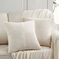 Odipie - 2er-Set Boho-Kissenbezüge 45x45 Creme, Kreuzmuster, dekorative hellbeige Cord-Kissenbezüge, gemütlicher Kissenbezug, moderner Kissenbezug Odipie - 2er-Set Boho-Kissenbezüge 45x45 Creme, Kreuzmuster, dekorative hellbeige Cord-Kissenbezüge, gemütlicher Kissenbezug, moderner Kissenbezug von ODIPIE
