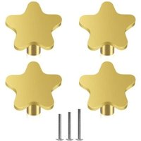 Odipie - 4 Stück Gold Schubladenknöpfe Sternform Möbelknöpfe Dekoration Möbelgriff für Tür Schrank Kommode Inklusive Schrauben von ODIPIE