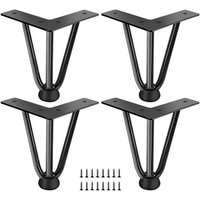 Odipie - 4 Stück Haarnadel Möbelfüße 10cm Tischbeine aus Metall mit Bodenschoner und Schrauben für Sofa Kommode Schrank Schwarz von ODIPIE