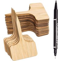 Odipie - 50 Pack Pflanzenetiketten mit Marker 6x10cm Pflanzenschilder Bambus Gemüsegarten Gewächshaus Etiketten von ODIPIE