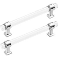 Odipie - 6 Stück Möbelgriff für Schränke Acryl Transparent 192mm Möbelknöpfe für Kleiderschrank Schubladengriff mit Schrauben Silber von ODIPIE