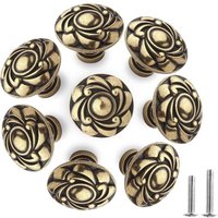 Odipie - 8 Stück Antike Schrankknöpfe Bronze Vintage Möbelknopf 30mm Blumen Schranktürknöpfe mit Schrauben Möbelgriffe für Schränke Kommode von ODIPIE