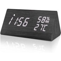 Odipie - Digitaler Wecker, Holzwecker, Digitaluhr mit einstellbarer Helligkeit, Schlummerfunktion, Temperatur, Luftfeuchtigkeit, Digitaluhr für von ODIPIE