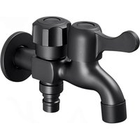 Odipie - Doppelter Wasserhahn für Waschmaschine, Messing-Waschmaschinenhahn, schwarzer Gartenhahn für den Außenbereich, Doppelter Wasserhahn für von ODIPIE