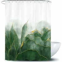 Odipie - Grün-Gold-Ombre-Duschvorhang, Modernes Badezimmer-Kunstdekor, Grün-Gold-gestreifter Stoff, wasserdichtes Polyester, 72 x 72 Zoll von ODIPIE