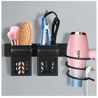 Haartrocknerhalter aus Aluminium mit ABS-Aufbewahrung und Kabel-Organizer, multifunktionales Badezimmerregal für Haartrockner, Glätteisen usw. von ODIPIE