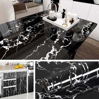 Odipie - Schwarz-weißer Marmor-Vinyl-Möbelaufkleber, selbstklebendes Papier, für Küche und Badezimmer, abnehmbare dekorative Tapete für Tisch und von ODIPIE