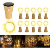 Solar-LED-Flaschenverschluss-Lichter, 1 m, 10 LEDs, Kupferdraht, dekoratives Licht für DIY-Flasche/Bar/Schlafzimmer/Hochzeit/Weihnachten/Party – von ODIPIE