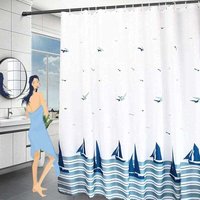 Wasserdichter Duschvorhang 180 x 200, aus schwerem, waschbarem Polyestergewebe, schimmelresistente Duschvorhänge mit ABS-Duschvorhangringen für von ODIPIE