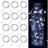 Niemals verwendet] 12 Stück LED-Lichterkette, batteriebetrieben, 2 m, 20 LEDs, Lichterkette, IP65, wasserdicht, LED-Girlande, Dekoration für von ODIPIE