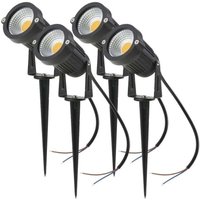 Niemals verwendet] 4er-Set Cob-LED-Strahler 5 w 220 v verstellbare Gartenstrahler mit Erdspieß Außenbeleuchtung Gartenterrasse (Warmweiß) von ODIPIE