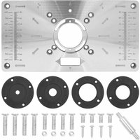 Odipie - niemals verwendet] 700C Aluminium-Frästisch-Einsatzplatte – mit 4 Einsatzringen – für Holzbearbeitungsbank – 235 mm x 120 mm x 8 mm, Silber, von ODIPIE