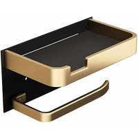 Niemals verwendet] An der Wand montierter Toilettenpapierhalter mit Telefonablage, moderner gold-schwarzer selbstklebender Toilettenpapierhalter für von ODIPIE