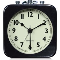 Odipie - niemals verwendet] Analoger Wecker, schwarz, quadratisch, geräuschlos, kleiner Reisewecker aus Metall für Kinder, Schlafzimmer, Nachttisch, von ODIPIE