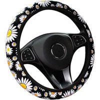 Odipie - niemals verwendet] Auto-Lenkradbezug, niedliche Gänseblümchen-Blumen-Auto-Innendekoration, gestrickter Lenkradbezug, universelles von ODIPIE