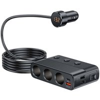 Odipie - niemals verwendet] Autoladegerät Zigarettenanzünder-Splitter, 7-in-1 Auto-USB-Ladegerät 3-fach Zigarettenanzünder-Adapter mit Schaltern von ODIPIE